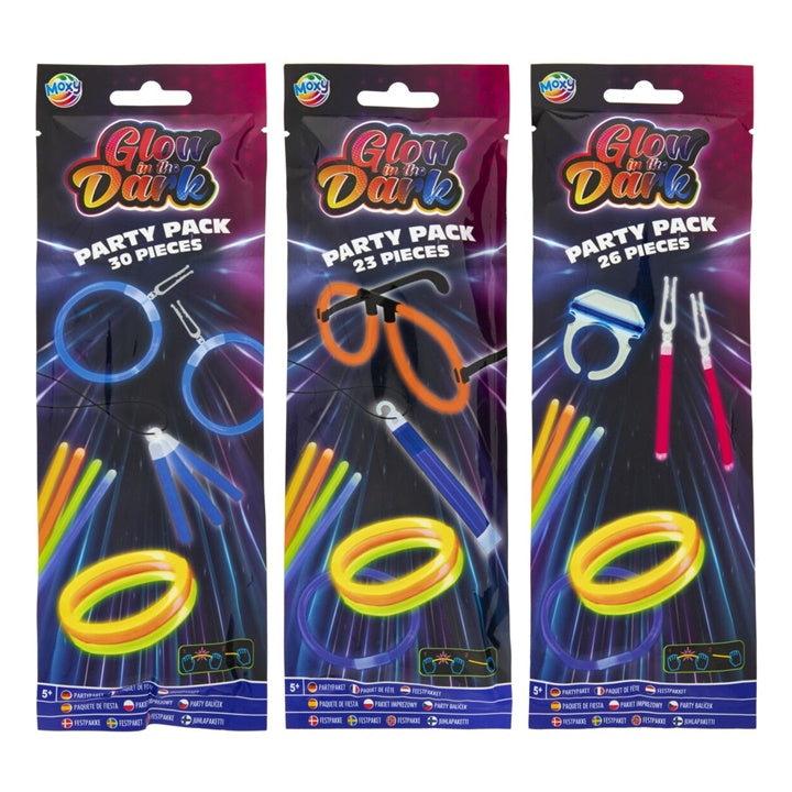 Svijetleći party set sa raznim vrstama fluorescentnih štapića za kreativnu zabavu.