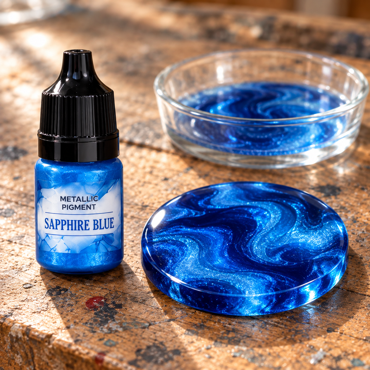 Tečni metalik pigment za smolu 5 ml – safirno plava