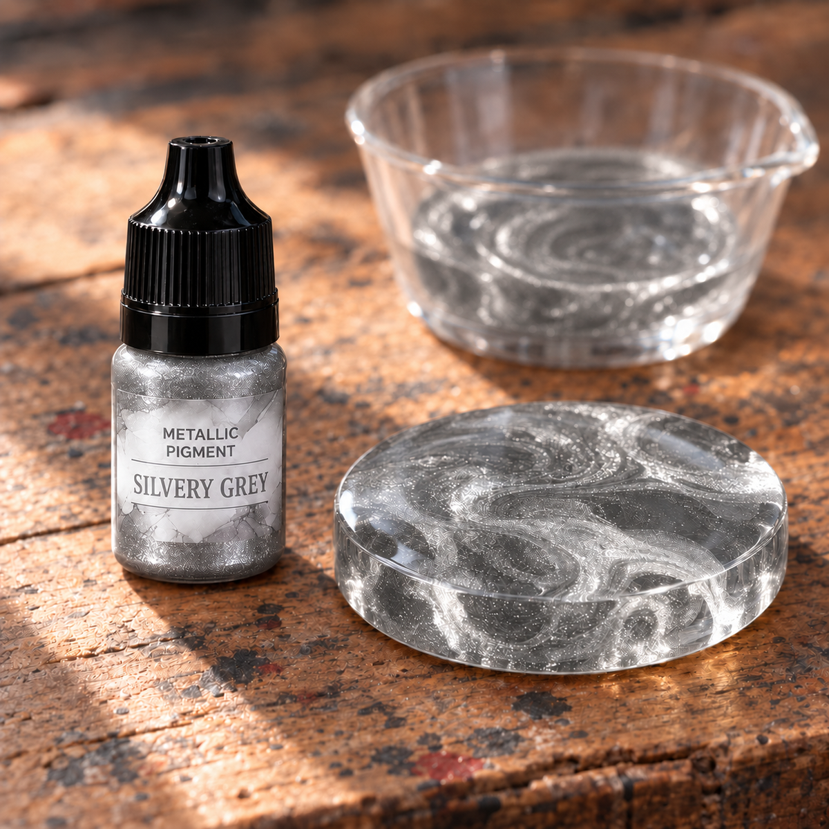 Tečni metalik pigment za smolu 5 ml – srebrno siva