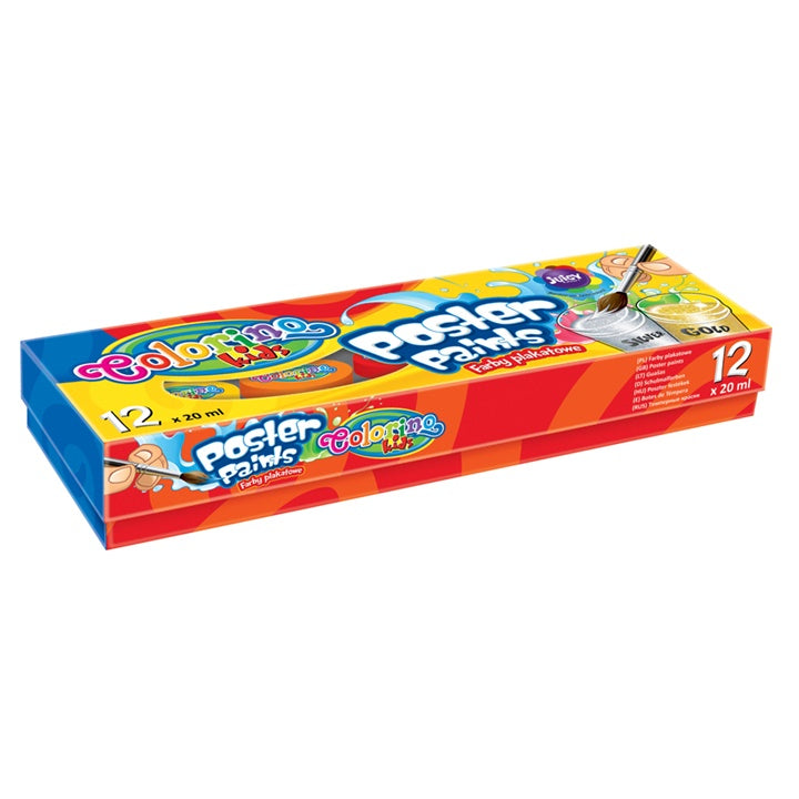 Pakovanje od 12 Colorino tempera u teglicama od 20ml za kreativno slikanje i umjetničke projekte.