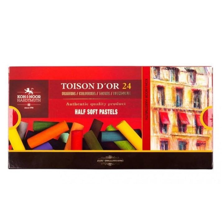 Set od 24 Toison d’Or polovične meke pastele u kutiji, profesionalni umjetnički pribor za crtanje.