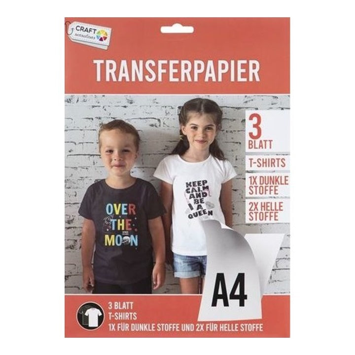 Pakovanje od 3 lista Craft Sensations transfer papira za kreativne projekte i ukrašavanje predmeta.