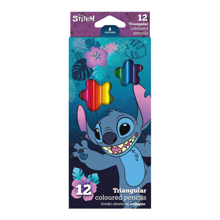Pakovanje od 12 Disney Stitch trougaonih bojica za crtanje i bojenje.