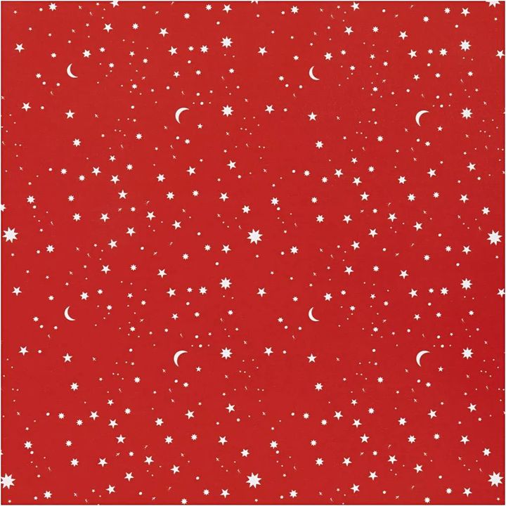 Ukrasni papir | tamnocrveni Stars and moons 50 cm x 5 m — slika 1