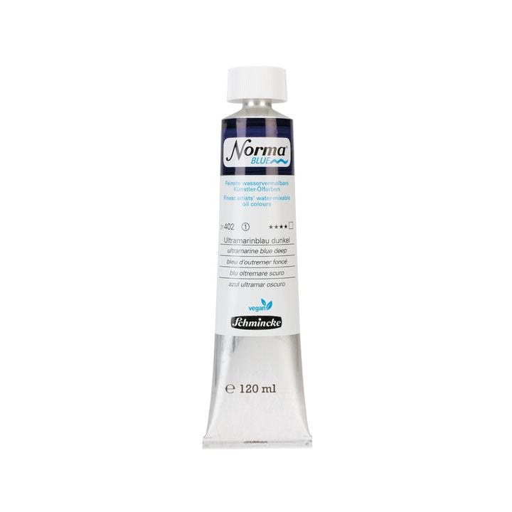 Detaljan prikaz tube Schmincke Norma Blue uljane boje od 120 ml.