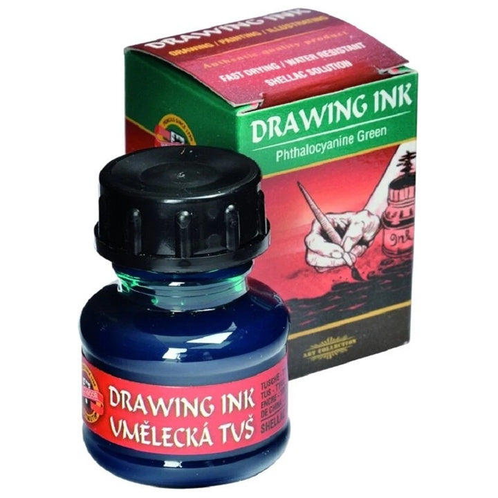 Umjetnički tuš KOH-I-NOOR, 20 g – 2500 Phthalocyanine zelena