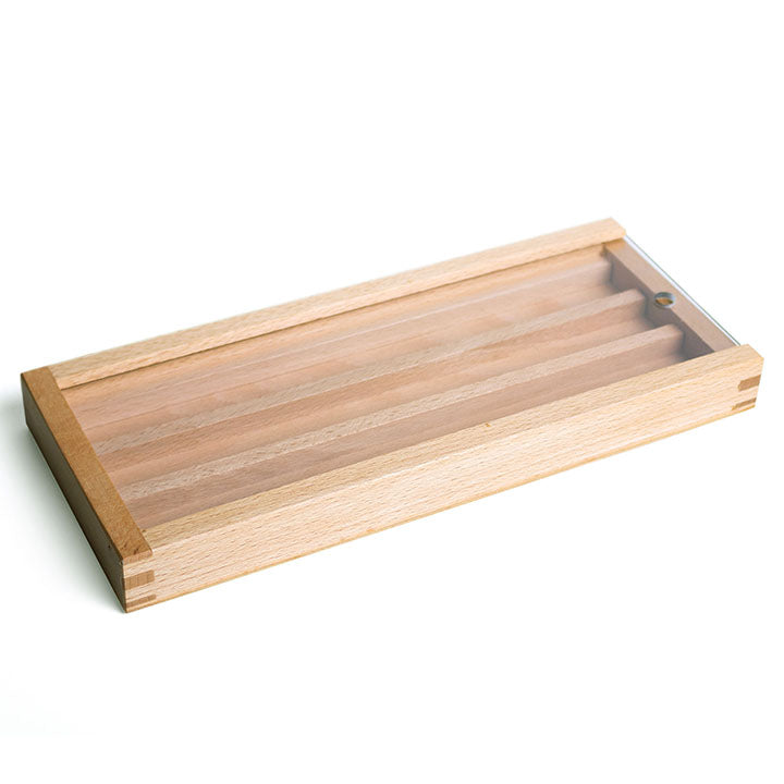 UMTON drvena kutija za akvarel boje sa poklopcem od pleksiglasa, dimenzije 27.5x11.5x2.7 cm