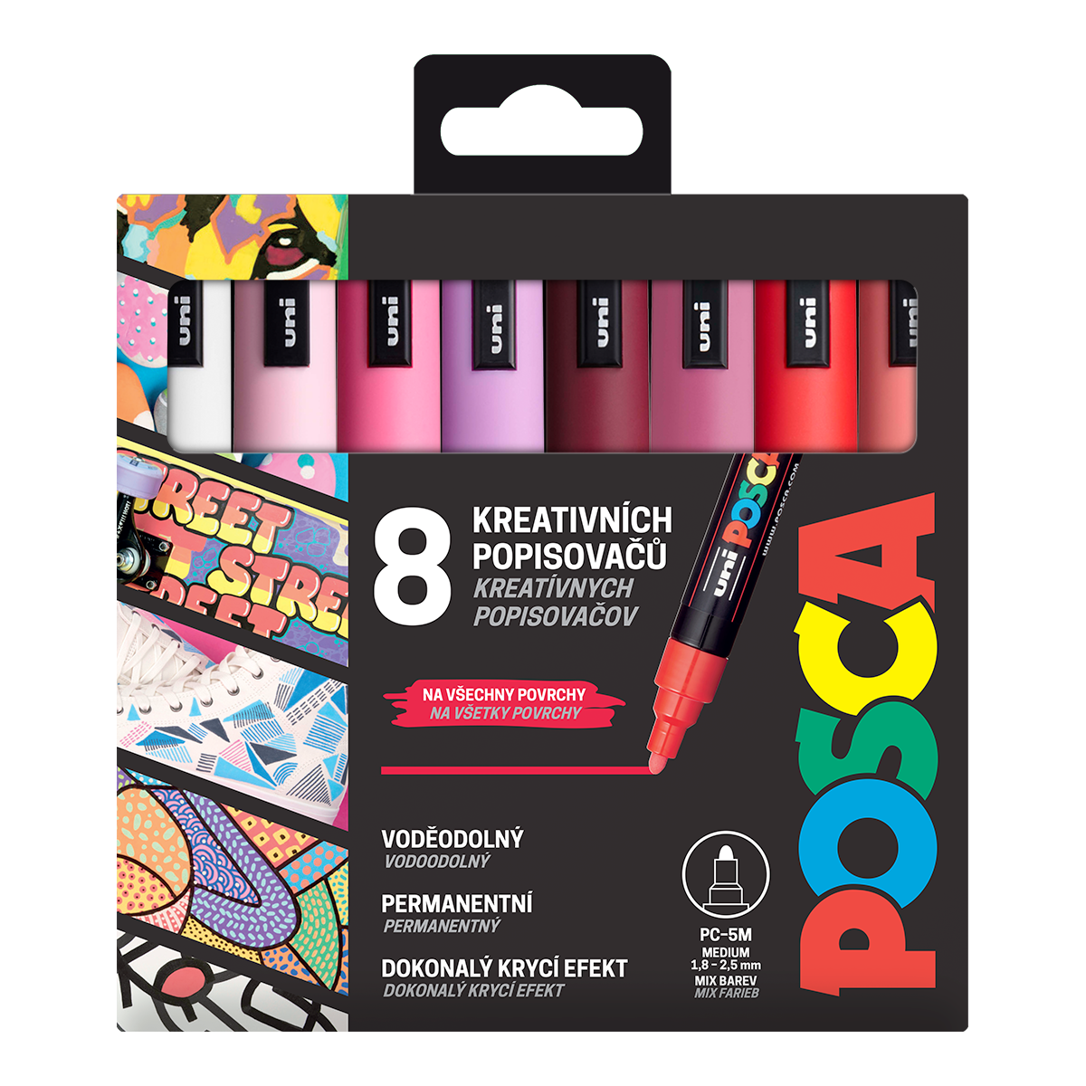 Posca set markera PC-5M, LOVE, 1,8 - 2,5 mm, miks toplih tonova (8 kom)