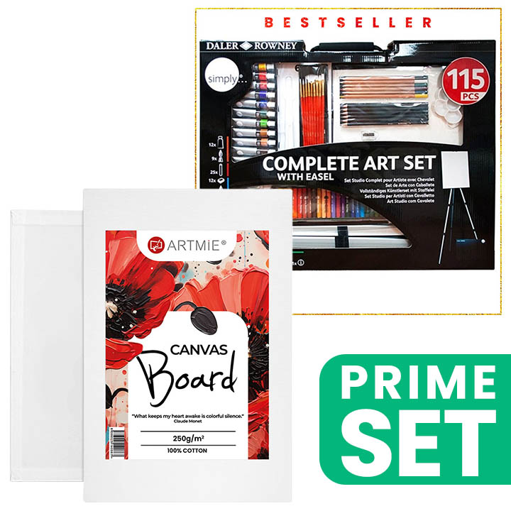Veliki umjetnički set START s platnom na ljepenci ARTMIE za početnike i kreativce.