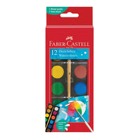 Faber-Castell vodene boje sa 12 živopisnih nijansi u praktičnom pakovanju za umjetnike.