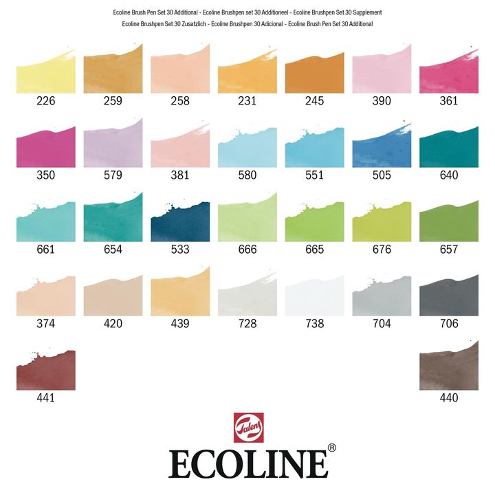 Vodene olovke Ecoline Brush Pen Additional | Set od 30 komada — slika 4