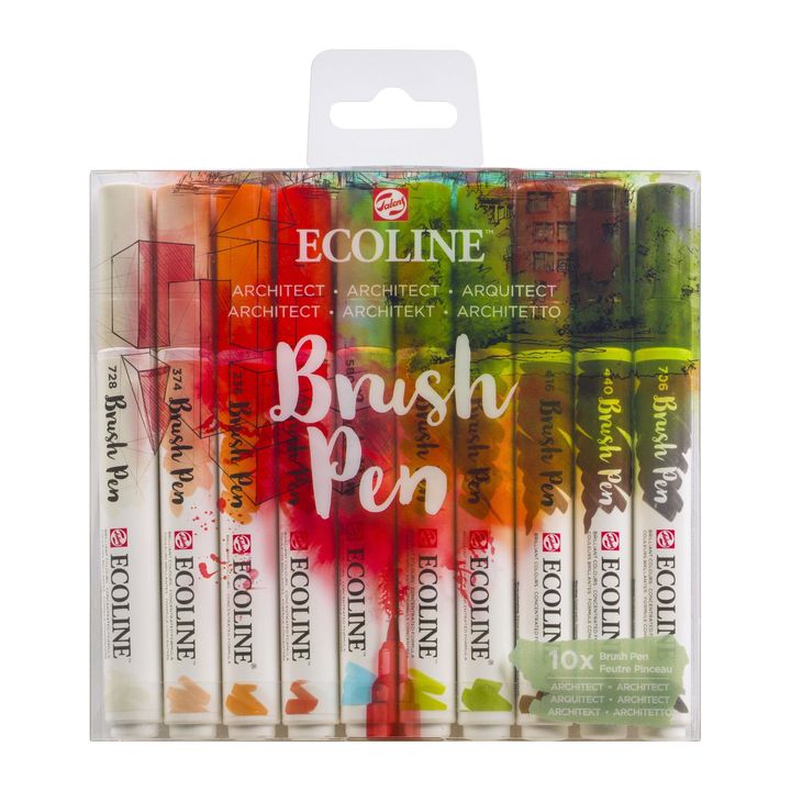 Vodene olovke Ecoline Brush Pen Architect | Set od 10 komada — slika 1