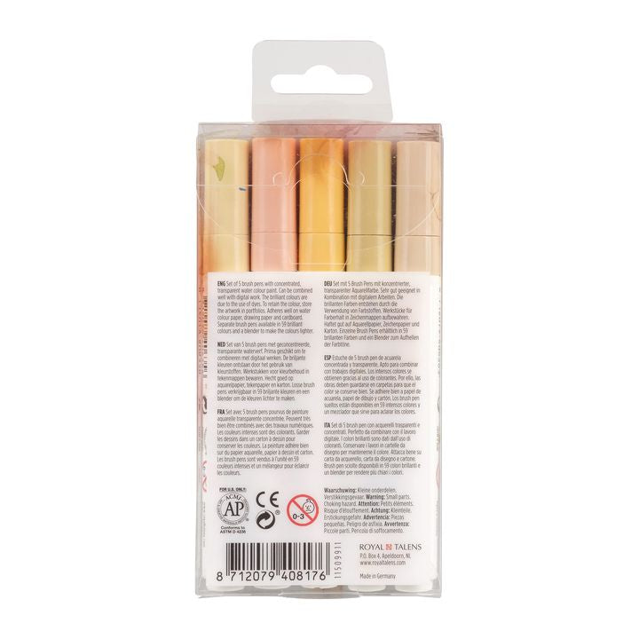 Vodene olovke Ecoline Brush Pen Beige Pink | Set od 5 komada — slika 2