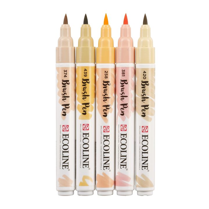 Vodene olovke Ecoline Brush Pen Beige Pink | Set od 5 komada — slika 3