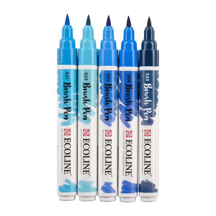 Vodene olovke Ecoline Brush Pen Blue | Set od 5 komada — slika 3