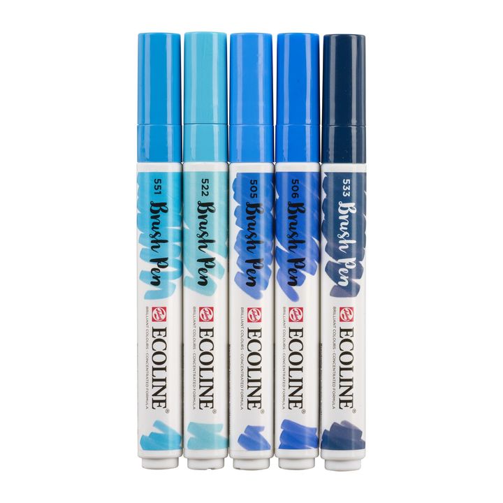 Vodene olovke Ecoline Brush Pen Blue | Set od 5 komada — slika 5