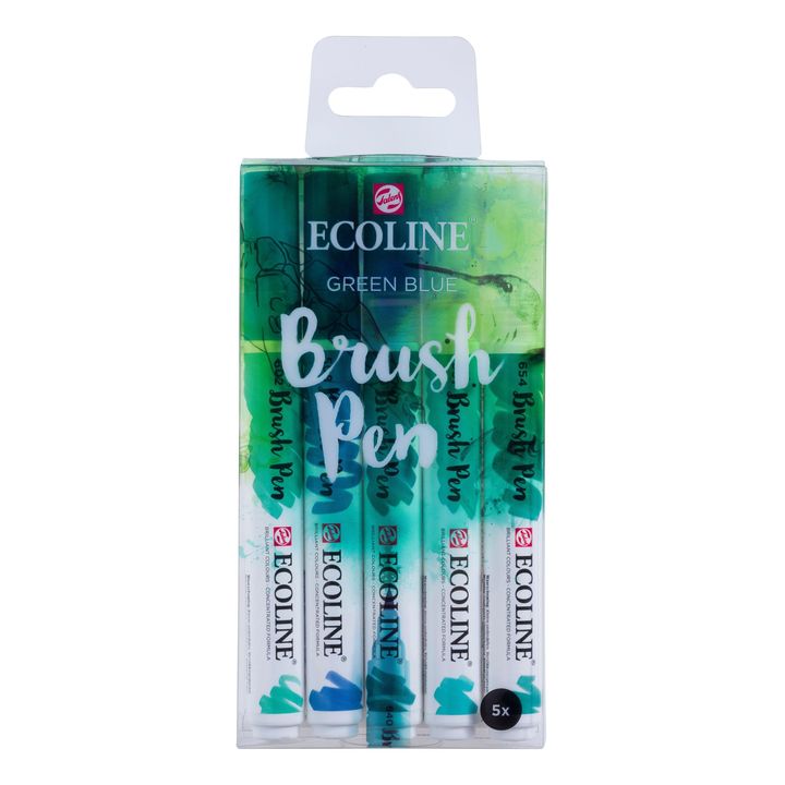 Vodene olovke Ecoline Brush Pen Green Blue | Set od 5 komada — slika 1