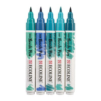 Vodene olovke Ecoline Brush Pen Green Blue | Set od 5 komada — slika 3