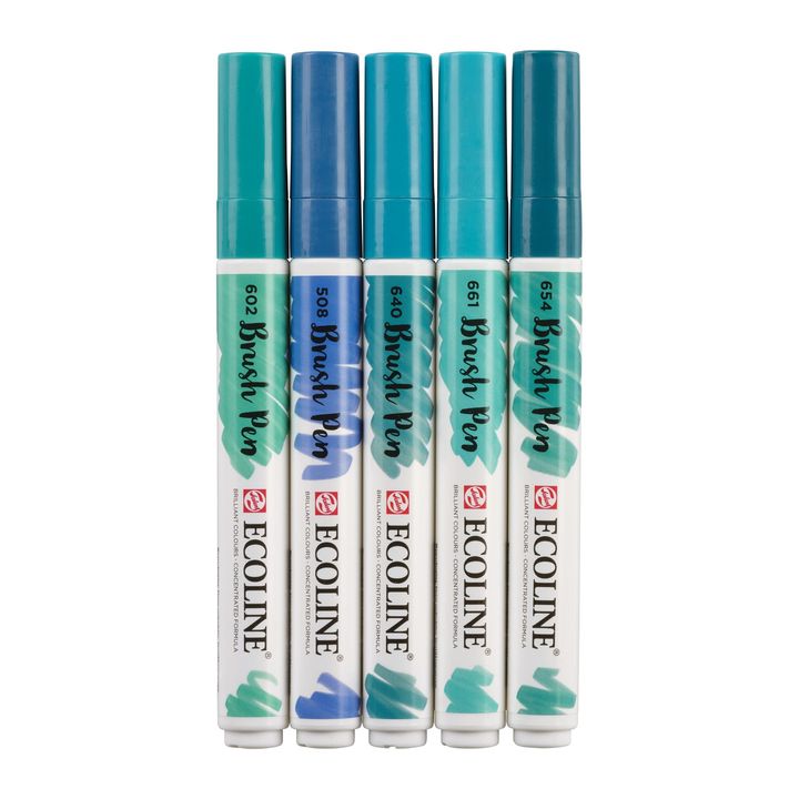 Vodene olovke Ecoline Brush Pen Green Blue | Set od 5 komada — slika 5