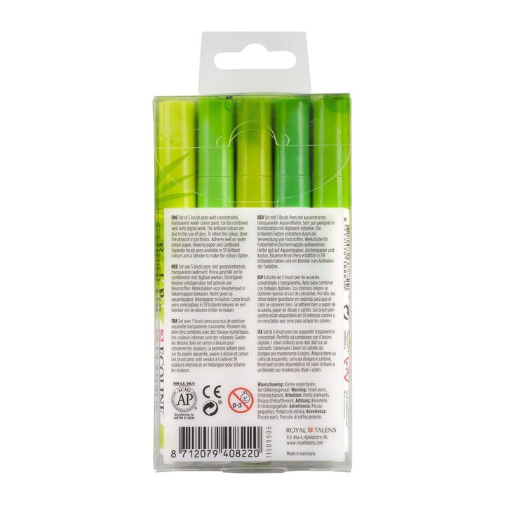 Vodene olovke Ecoline Brush Pen Green | Set od 5 komada — slika 2