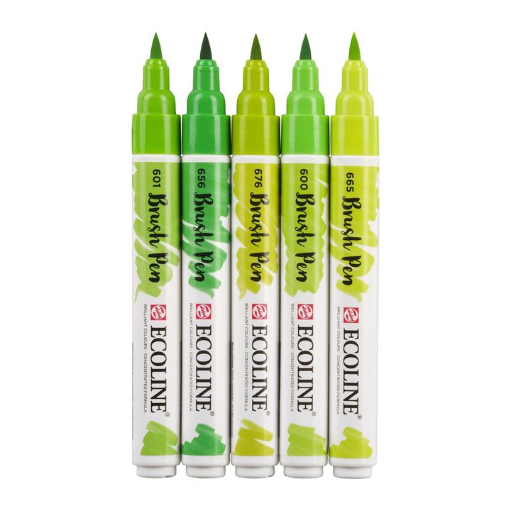 Vodene olovke Ecoline Brush Pen Green | Set od 5 komada — slika 3