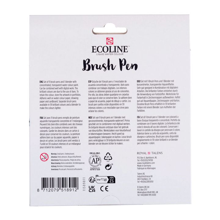 Vodene olovke ECOLINE BRUSH PEN pastel 10 kom — slika 5