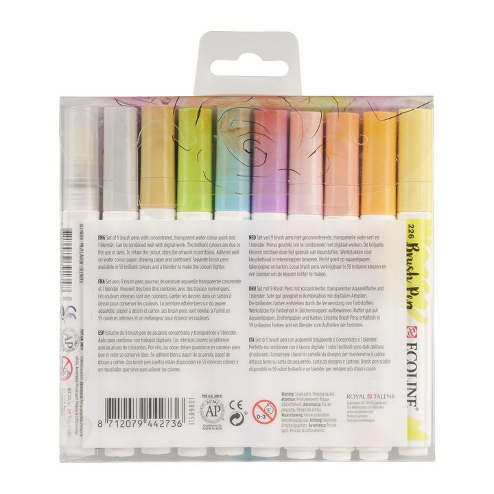 Vodene olovke Ecoline Brush Pen Pastel | Set od 10 komada — slika 2
