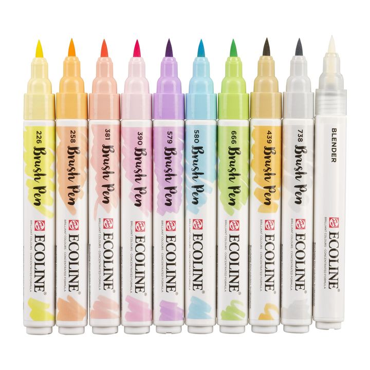 Vodene olovke Ecoline Brush Pen Pastel | Set od 10 komada — slika 3