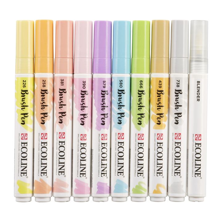 Vodene olovke Ecoline Brush Pen Pastel | Set od 10 komada — slika 5