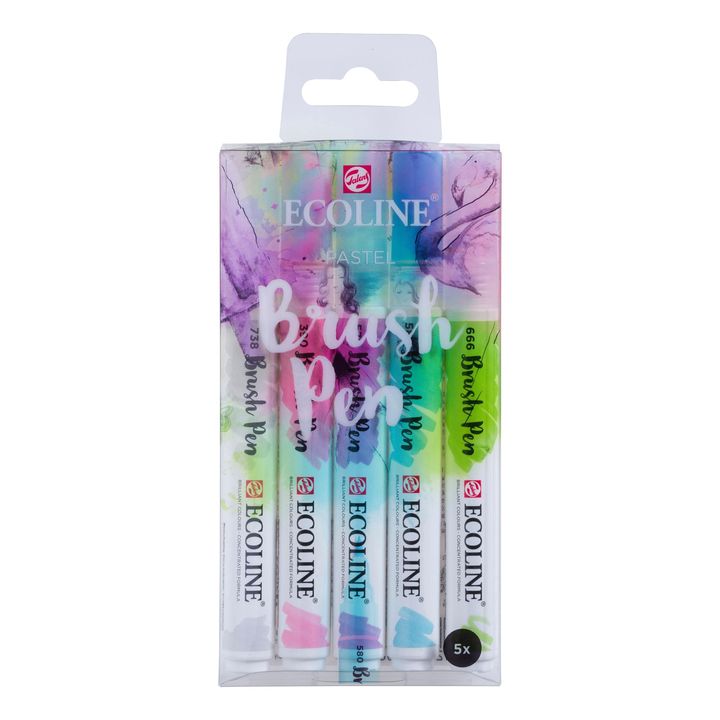 Vodene olovke Ecoline Brush Pen Pastel | Set od 5 komada — slika 1
