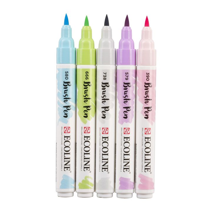 Vodene olovke Ecoline Brush Pen Pastel | Set od 5 komada — slika 3
