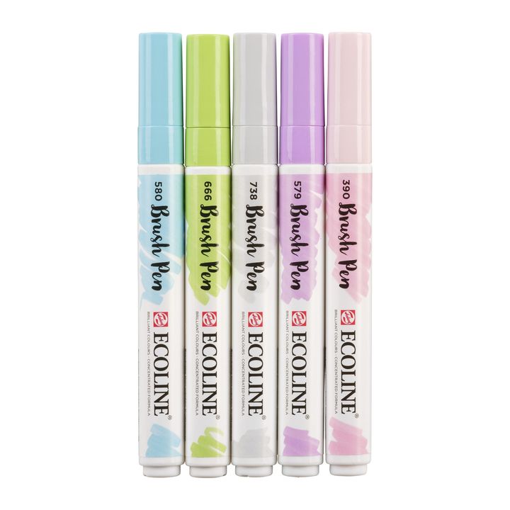 Vodene olovke Ecoline Brush Pen Pastel | Set od 5 komada — slika 5