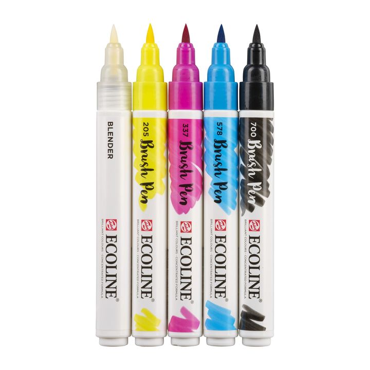 Vodene olovke Ecoline Brush Pen Primary | Set od 5 komada — slika 2