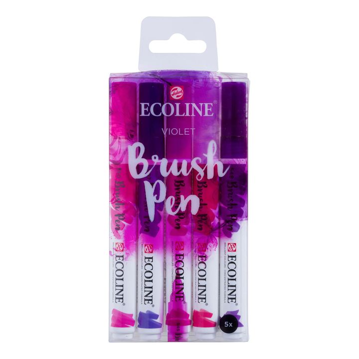 Vodene olovke Ecoline Brush Pen Violet | Set od 5 komada — slika 1