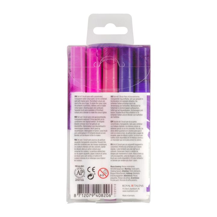 Vodene olovke Ecoline Brush Pen Violet | Set od 5 komada — slika 2