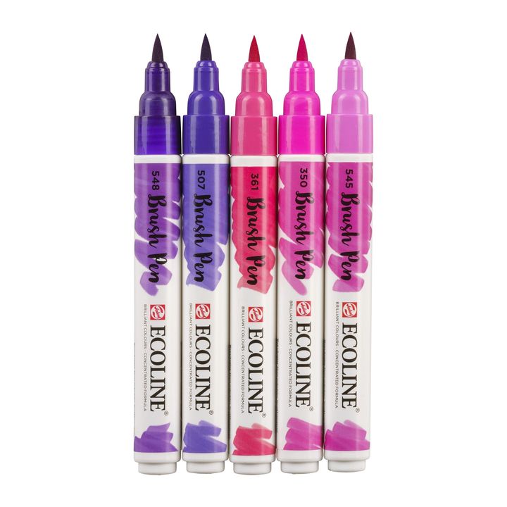 Vodene olovke Ecoline Brush Pen Violet | Set od 5 komada — slika 3