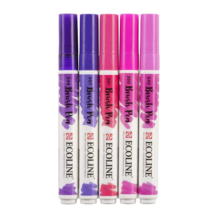 Vodene olovke Ecoline Brush Pen Violet | Set od 5 komada — slika 5