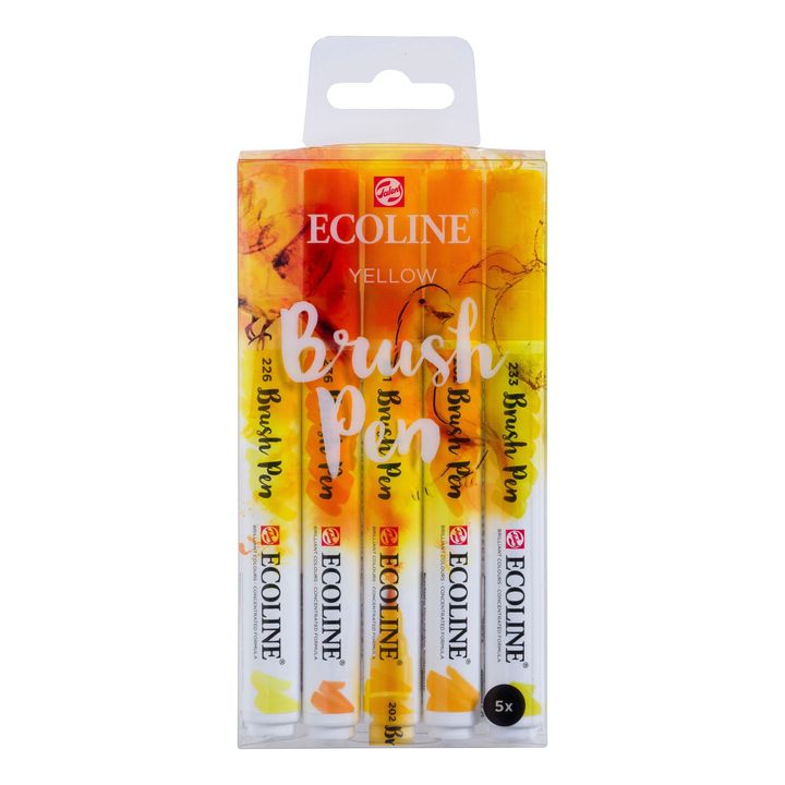 Vodene olovke Ecoline Brush Pen Yellow | Set od 5 komada — slika 1