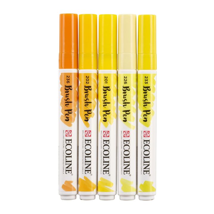 Vodene olovke Ecoline Brush Pen Yellow | Set od 5 komada — slika 5