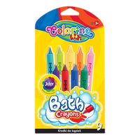 Pakovanje od 9 Colorino voskovanih bojica za crtanje po kadi i pločicama u kupatilu.