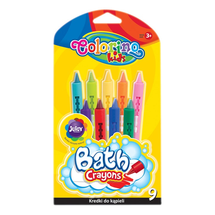 Pakovanje od 9 Colorino voskovanih bojica za crtanje po kadi i pločicama u kupatilu.