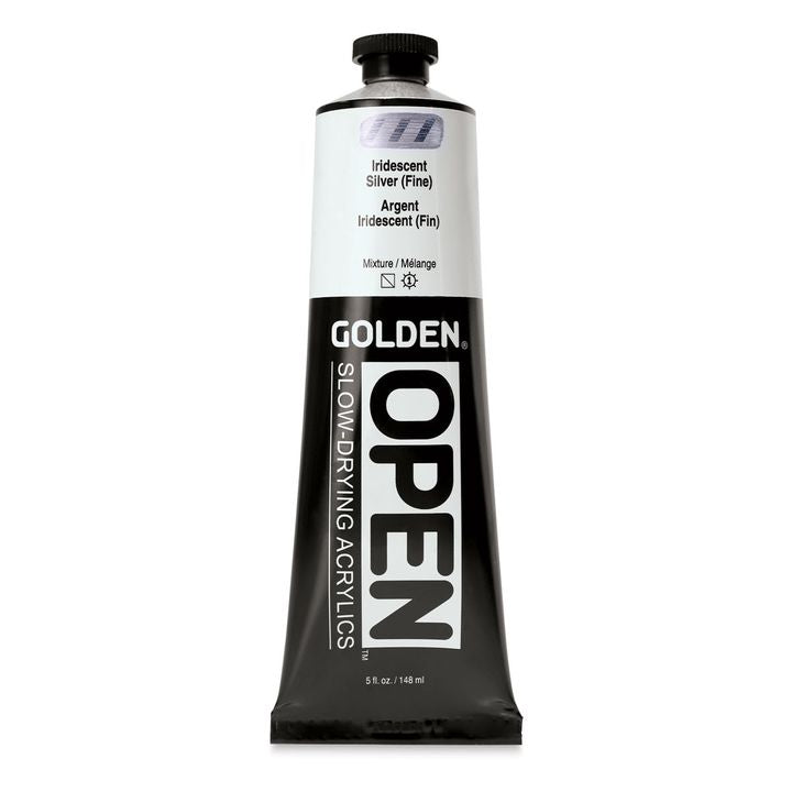Akrilna boja GOLDEN OPEN Slow-Drying Iridescent 148 ml – 7487 Srebrena Fina