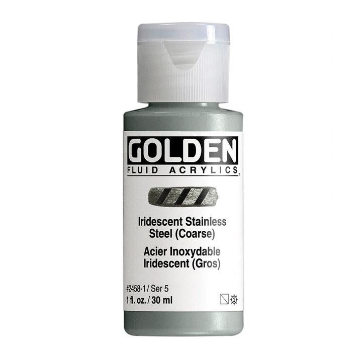 Akrilna boja GOLDEN Fluid Iridescent 118 ml – 2458 čelična