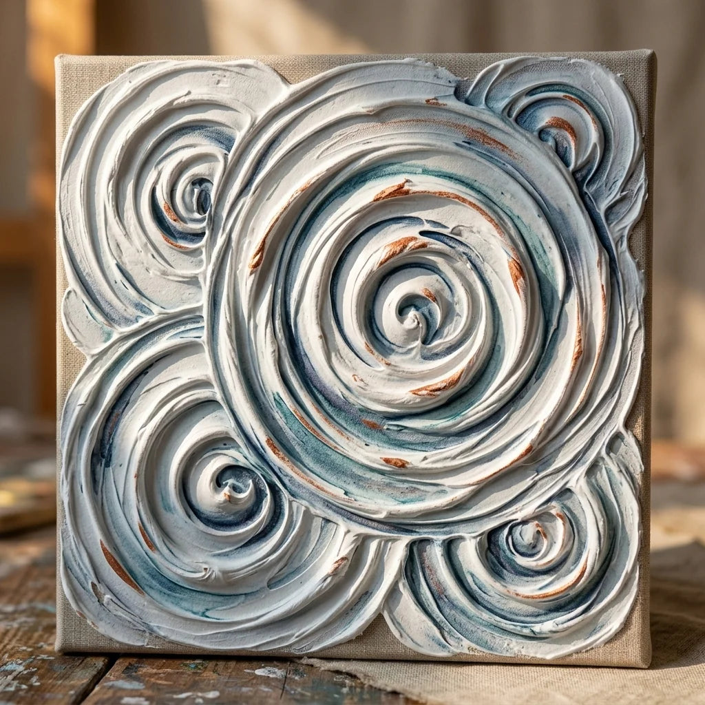 Apstraktne strukture sa Butter pastom — spiralni oblici na platnu