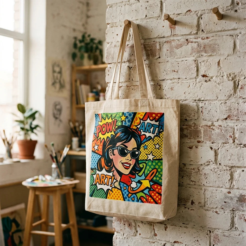 Torba s pop-art motivom slikana akrilom