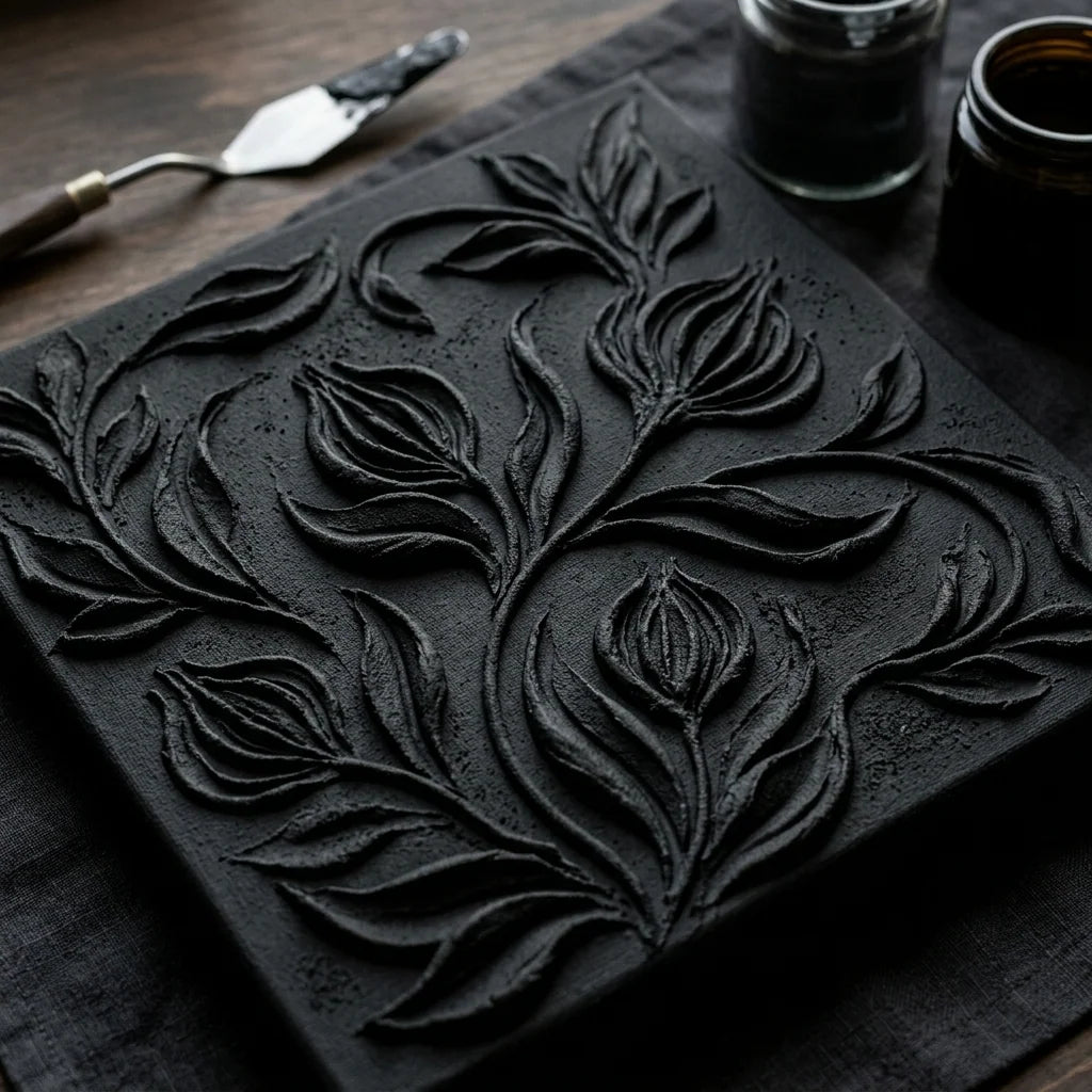 Crni izvajani reljef od Midnight paste