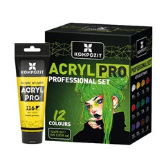 ACRYL PRO PROFESSIONAL set akrilnih boja 12x75 ml