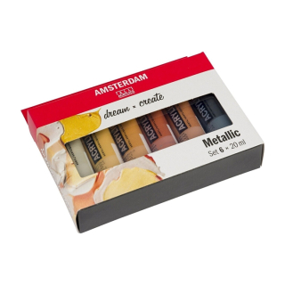 Set akrilnih boja AMSTERDAM dream and create Metallic 6 x 20 ml