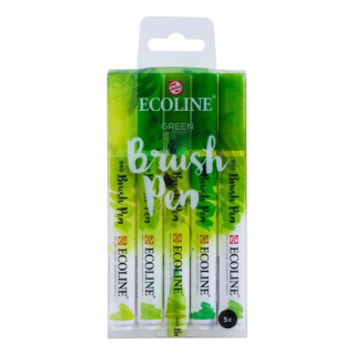 Vodene olovke Ecoline Brush Pen Green  | Set od 5 komada